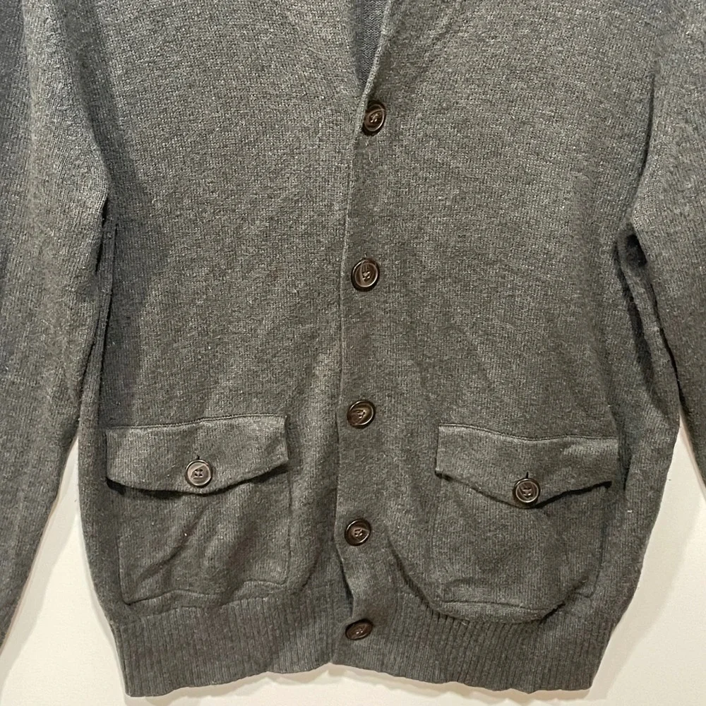 Banana Republic‎ Men Charcoal Shawl Collar Cardigan Sweater Medium Button Front